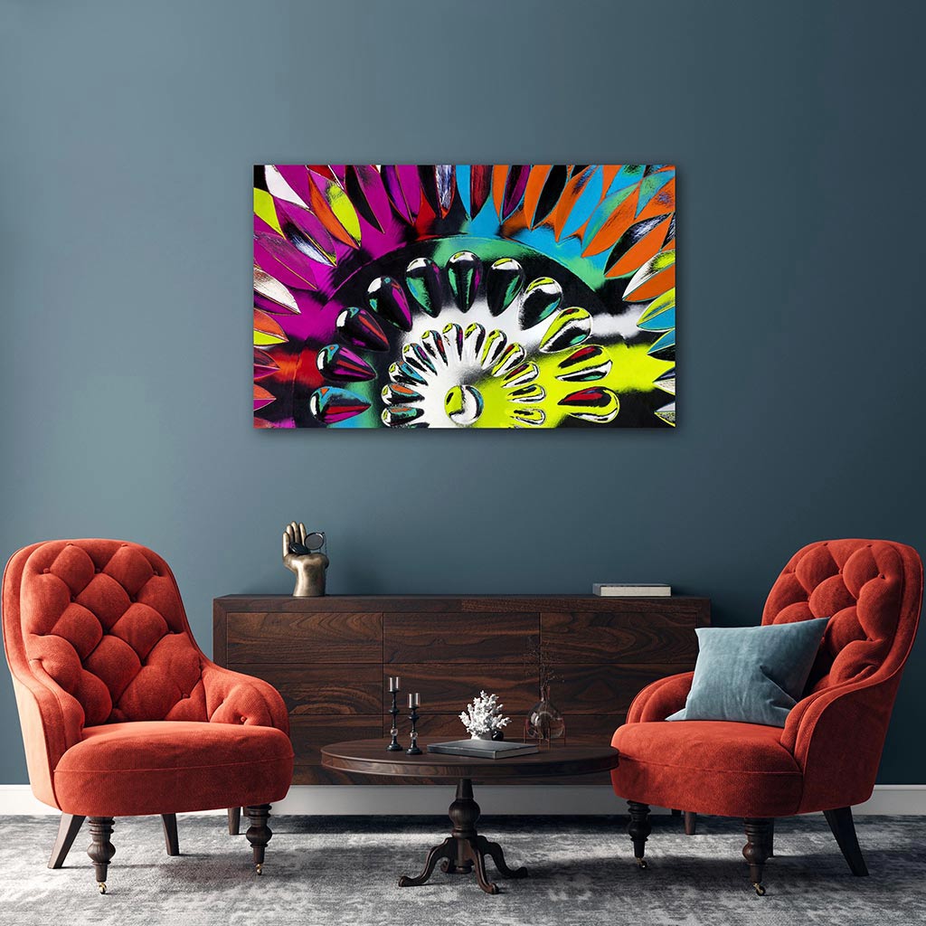 ‘Headdress’ - Impression of artwork in an interior setting. Available printed on archival paper (unframed) & ready to hang metal.