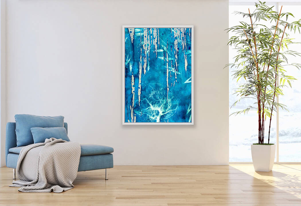 'Blizzard' - Impression of artwork in an interior setting. Available printed on archival paper (unframed).