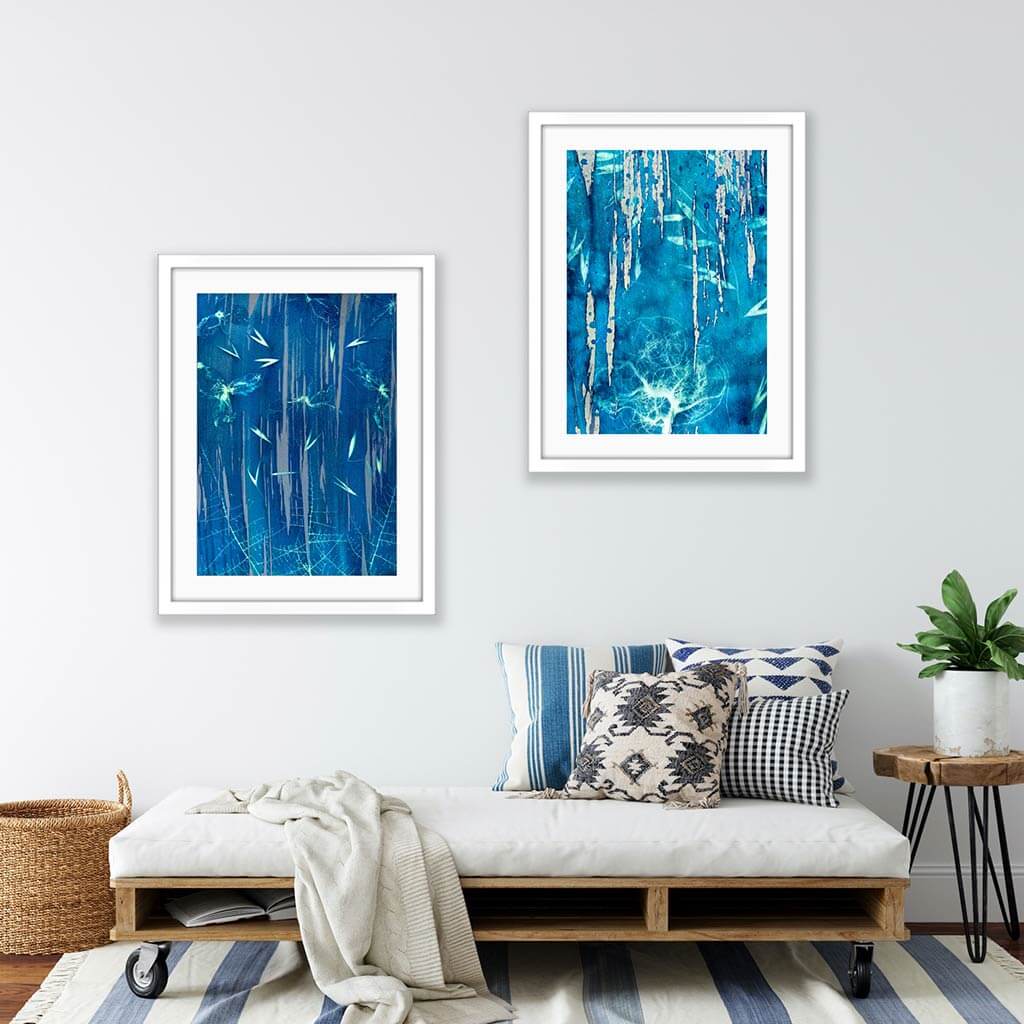 'First Flight' & 'Blizzard' - Impression of artworks in an interior setting. Available printed on archival paper (unframed).