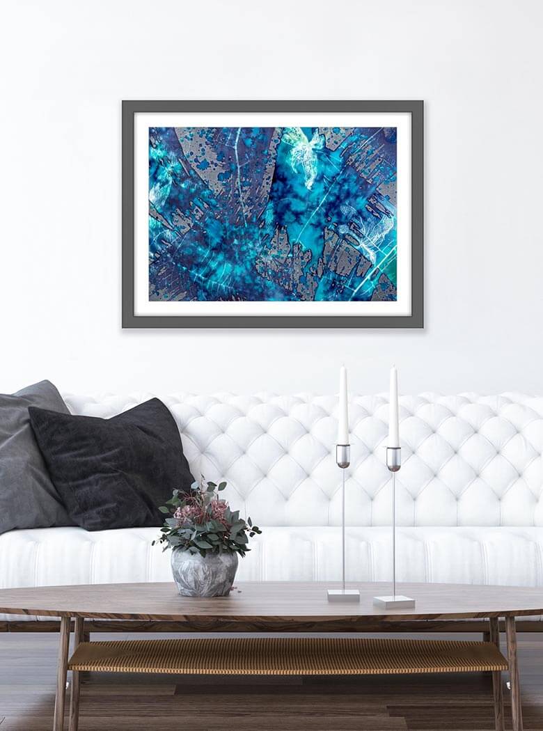 'Cosmic X-Ray' - Impression of artwork in an interior setting. Available printed on archival paper (unframed).