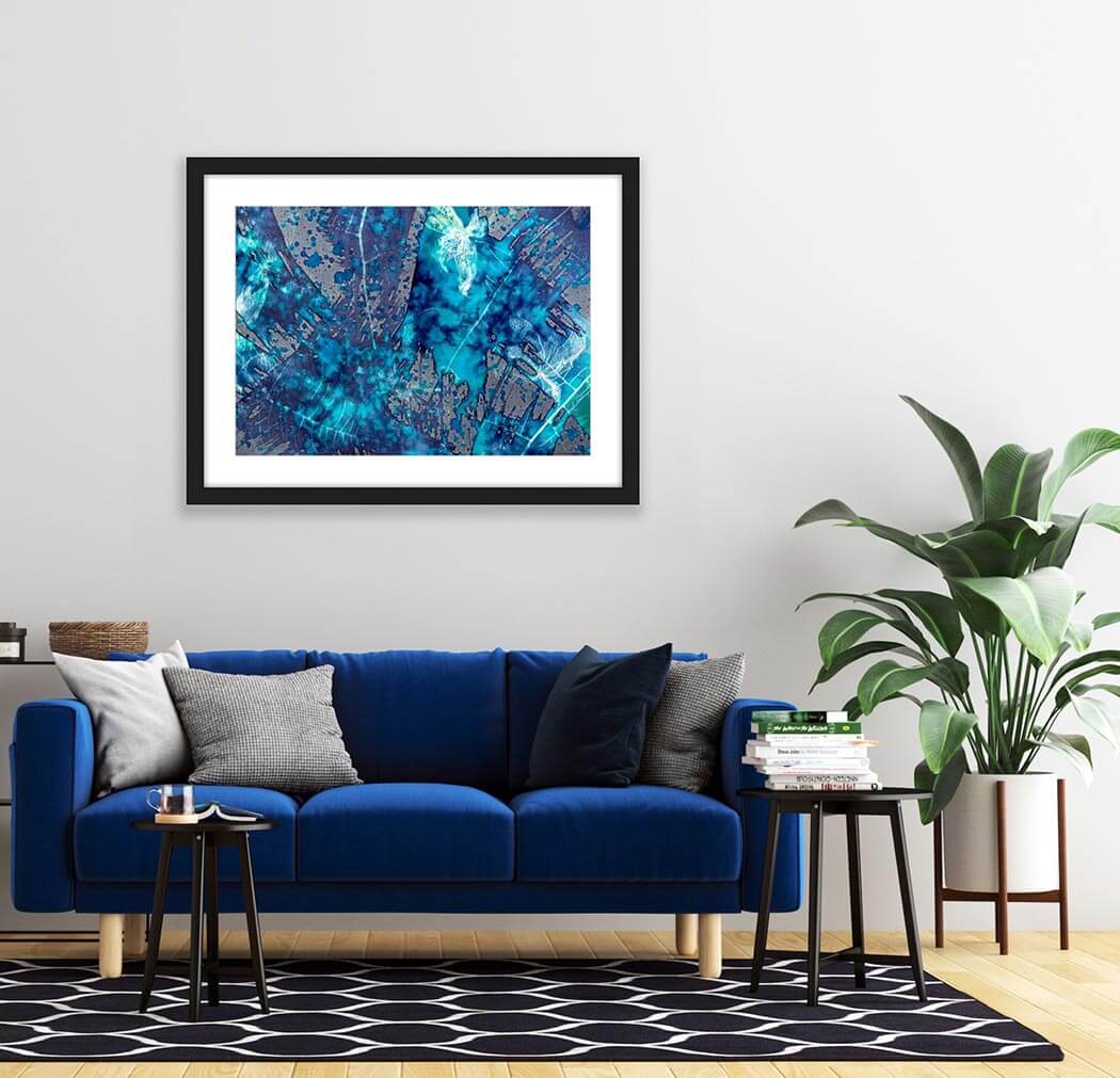 'Cosmic X-Ray' - Impression of artwork in an interior setting. Available printed on archival paper (unframed).