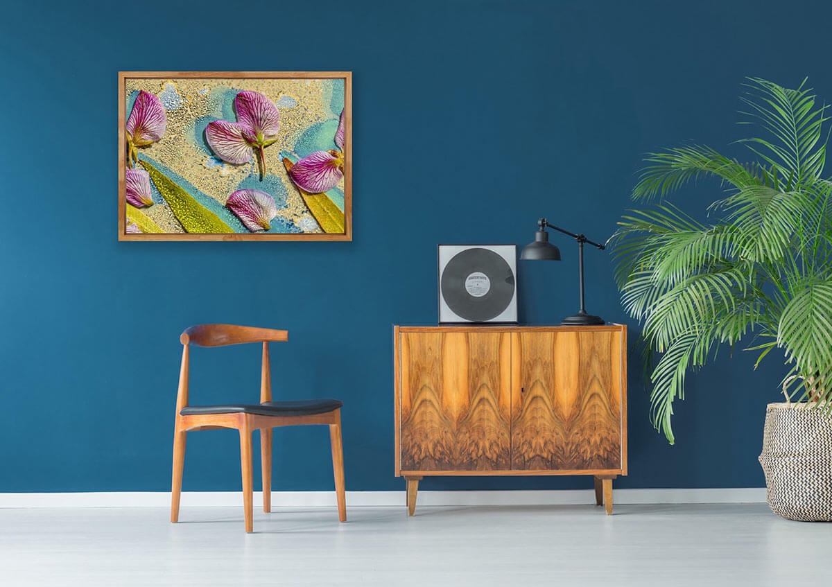 'Fallen Blooms' - Impression of artwork in an interior setting. Available printed on archival paper (unframed).