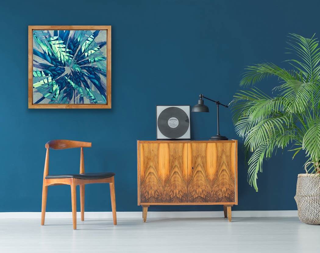 'Tropical Supernova' - Impression of artwork in an interior setting. Available printed on archival paper (unframed).