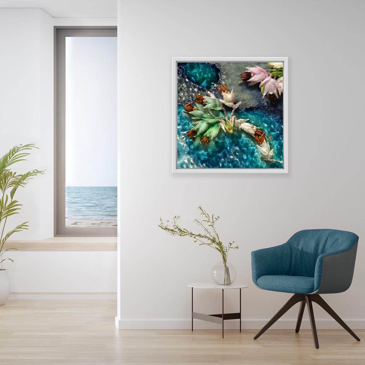 'Winter Swimming' - Impression of artwork in an interior setting. Available printed on archival paper (unframed).