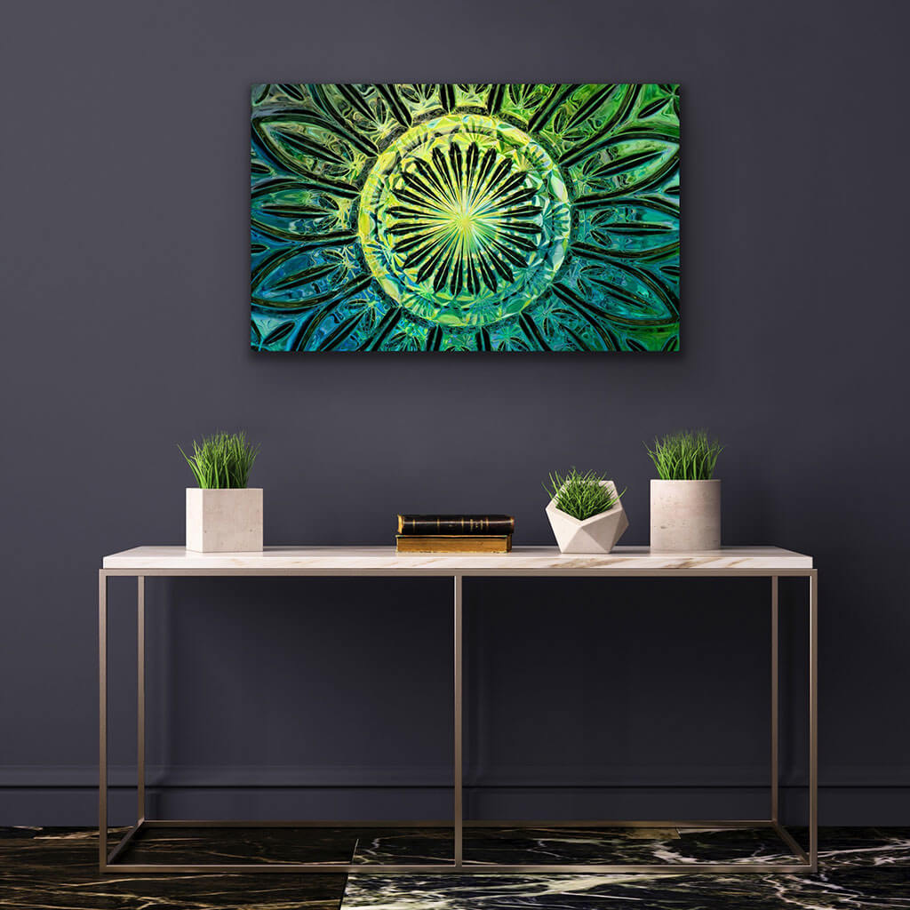 ‘Geometric’ - Impression of artwork in an interior setting. Available printed on archival paper (unframed) & ready to hang metal.