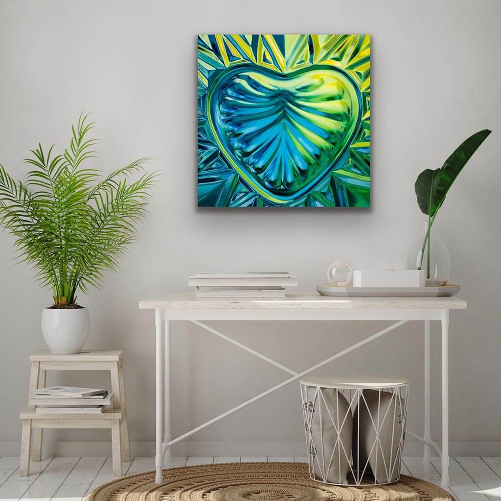 ‘Heart-Centered’ - Impression of artwork in an interior setting. Available printed on archival paper (unframed) & ready to hang metal.