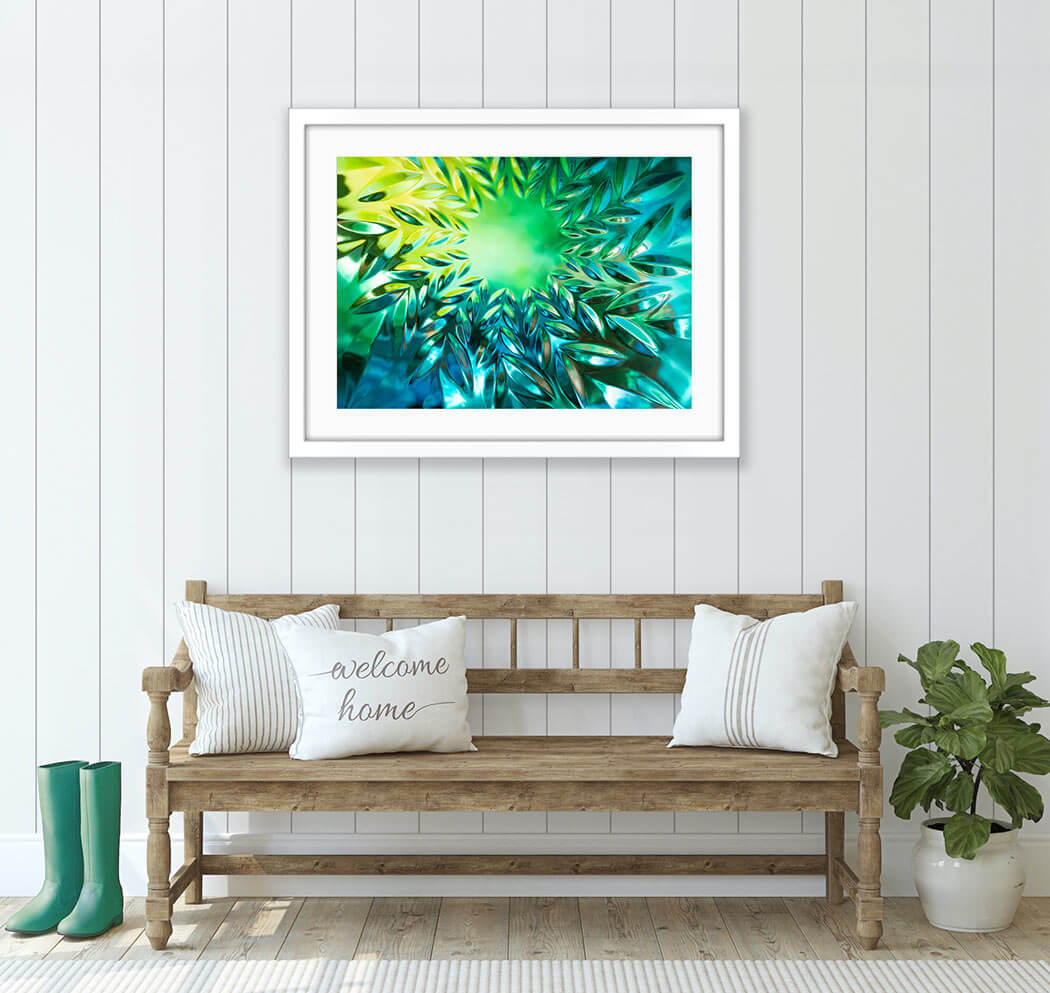 ‘Radiate’ - Impression of artwork in an interior setting. Available printed on archival paper (unframed) & ready to hang metal.