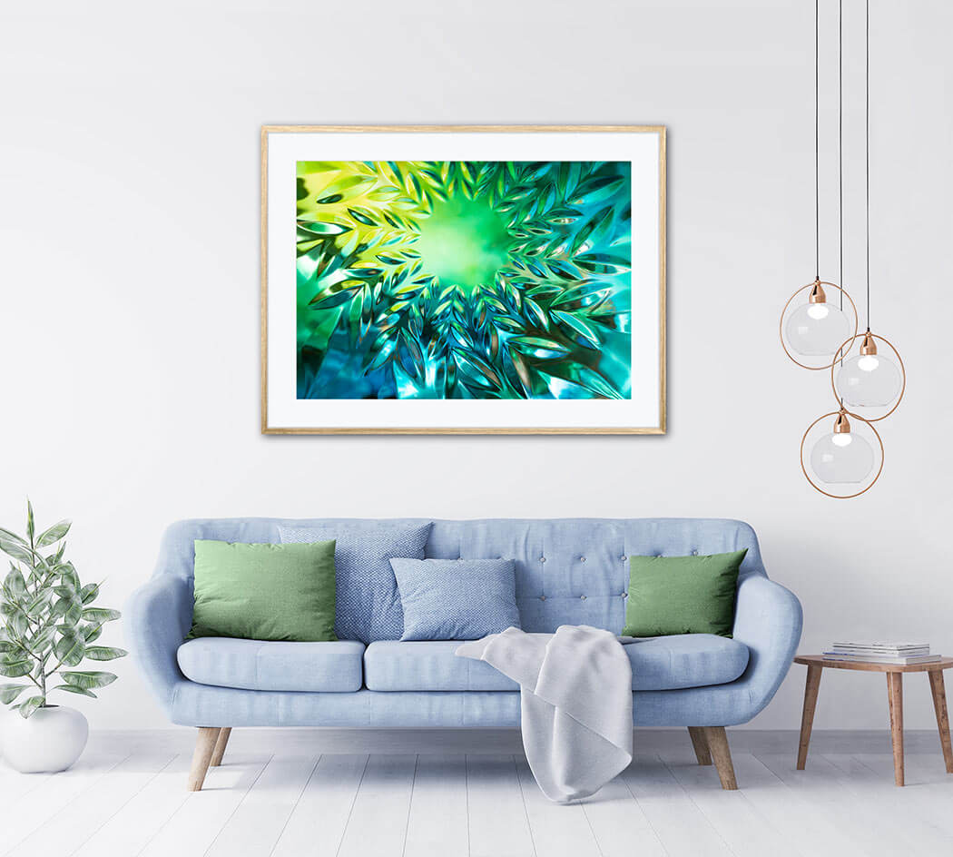 ‘Radiate’ - Impression of artwork in an interior setting. Available printed on archival paper (unframed) & ready to hang metal.