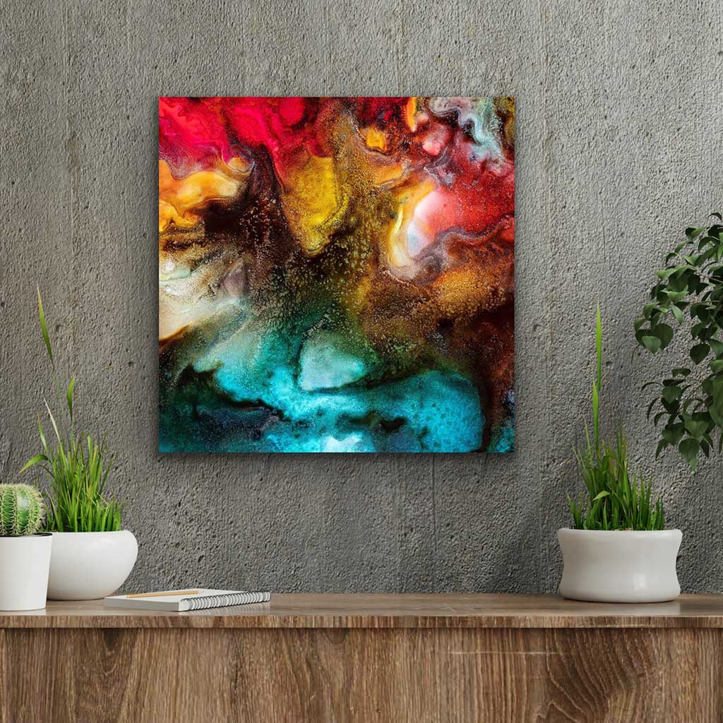 ‘Rainbow Nebula’ - Impression of artwork in an interior setting. Available printed on archival paper (unframed) & ready to hang metal.