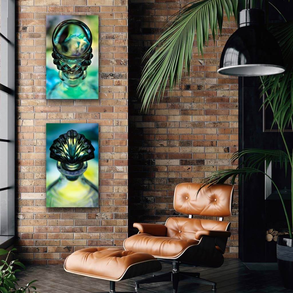 ‘Sacred’ & 'The Queen of Minted Limes' - Impression of artwork in an interior setting. Available printed on archival paper (unframed) & ready to hang metal.