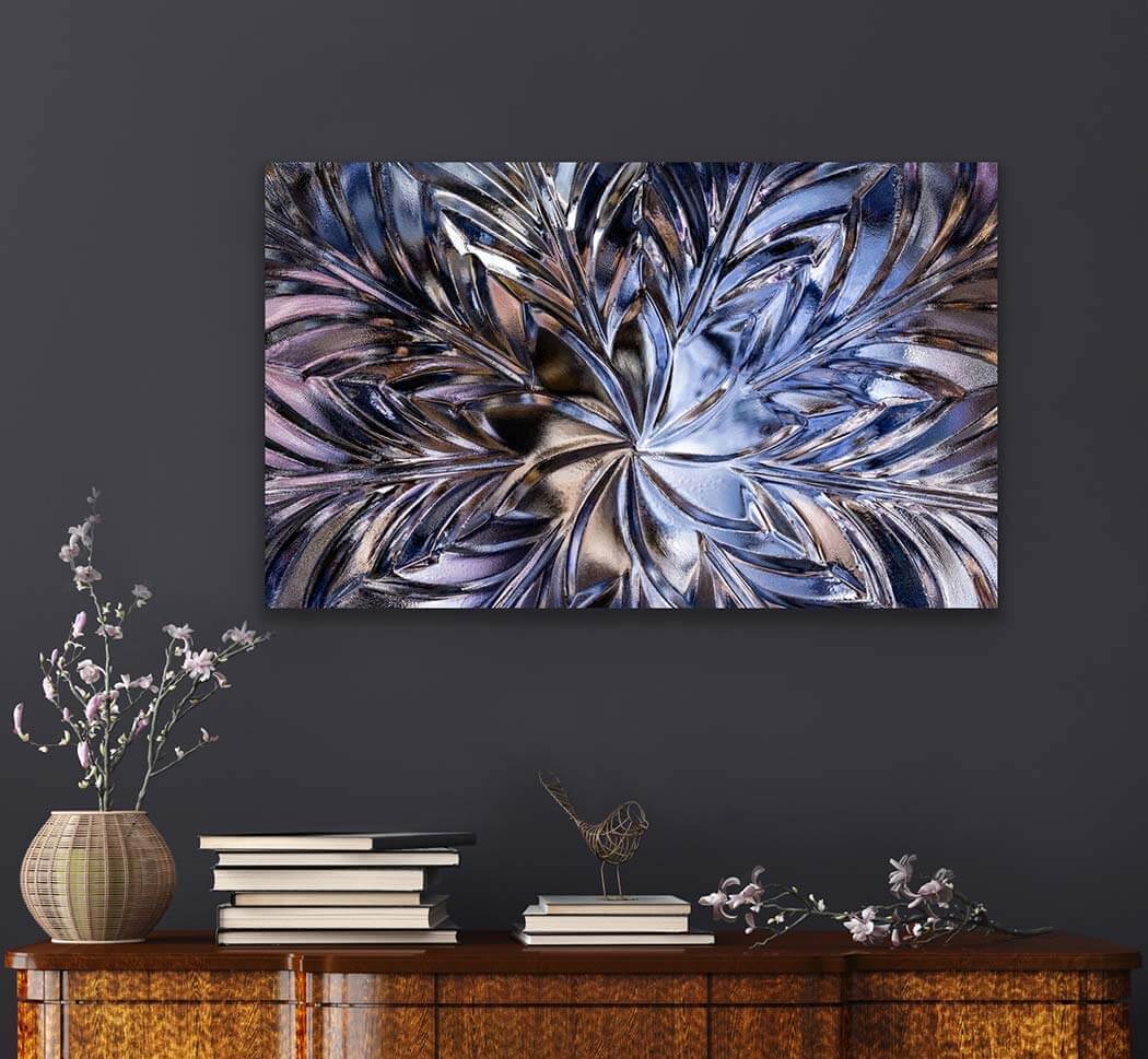 ‘Stellar Snowflake’ - Impression of artwork in an interior setting. Available printed on archival paper (unframed) & ready to hang metal.