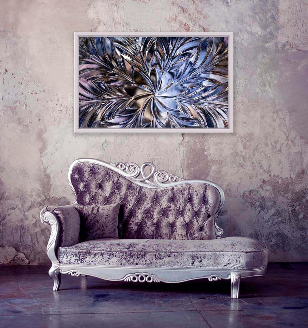 ‘Stellar Snowflake’ - Impression of artwork in an interior setting. Available printed on archival paper (unframed) & ready to hang metal.