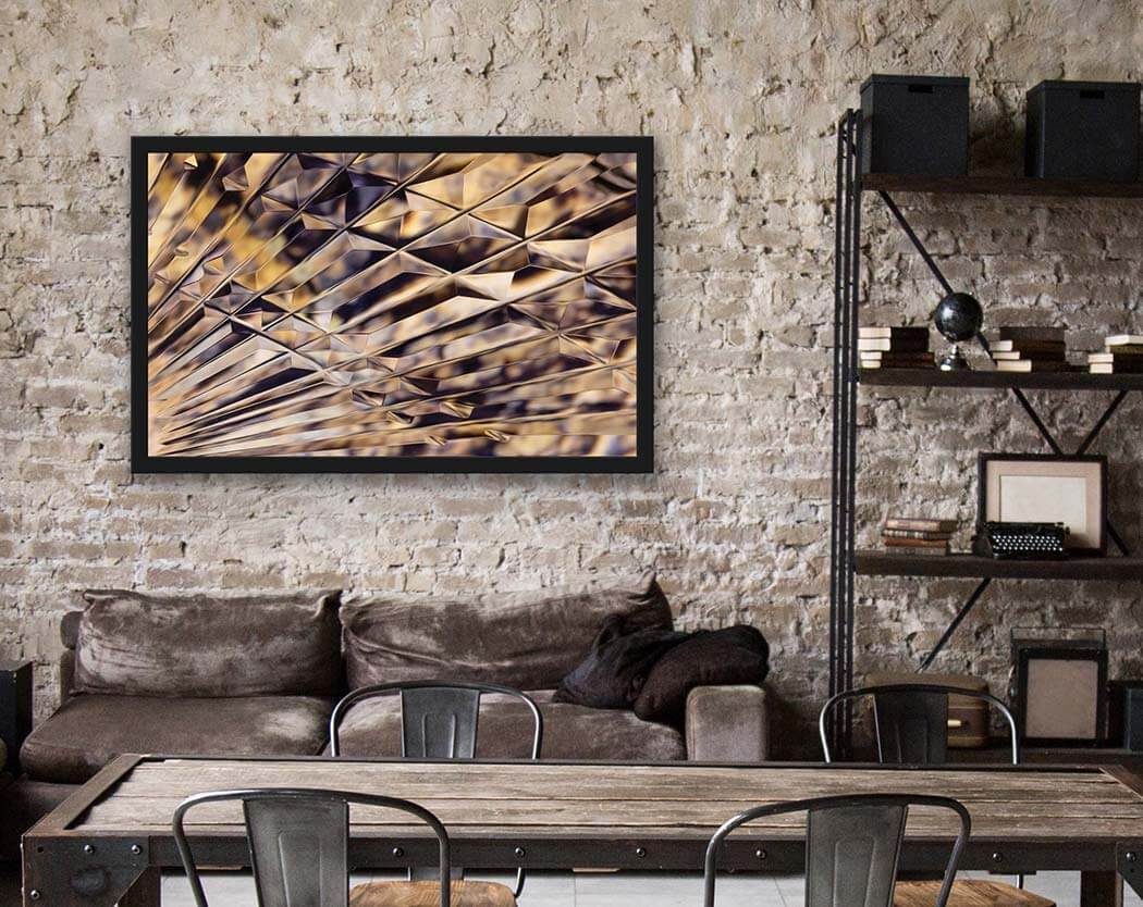 ‘Wild Wing’ - Impression of artwork in an interior setting. Available printed on archival paper (unframed) & ready to hang metal.