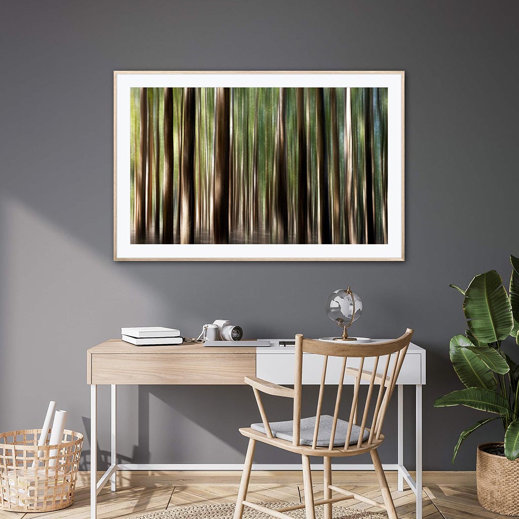 ‘Wisdom Woods’ - Impression of artwork in an interior setting. Available printed on archival paper (unframed).