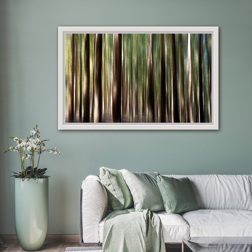 ‘Wisdom Woods’ - Impression of artwork in an interior setting. Available printed on archival paper (unframed).