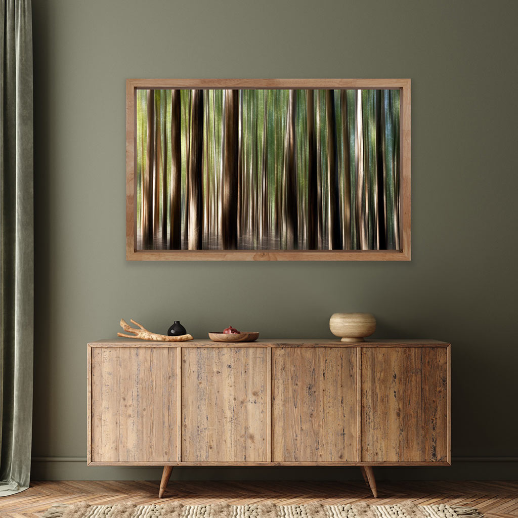 ‘Wisdom Woods’ - Impression of artwork in an interior setting. Available printed on archival paper (unframed).