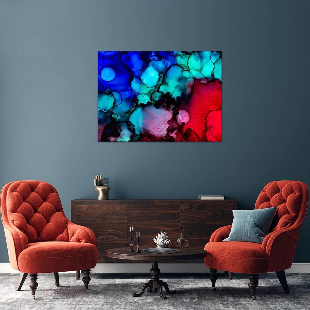 ‘Within The Liquid Nebula’ - Impression of artwork in an interior setting. Available printed on archival paper (unframed) & ready to hang metal.